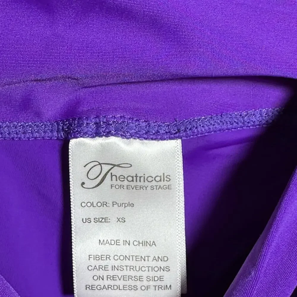 Theatricals 2 piece dance set Purple Bike Shorts Sports Bra crop top AXS NWT